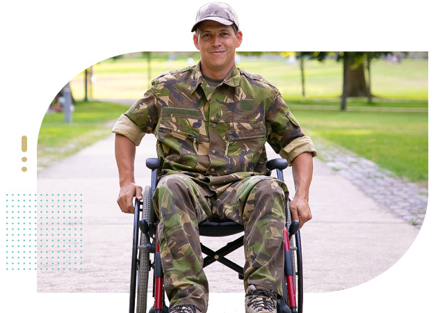 Disabled military man in wheelchair